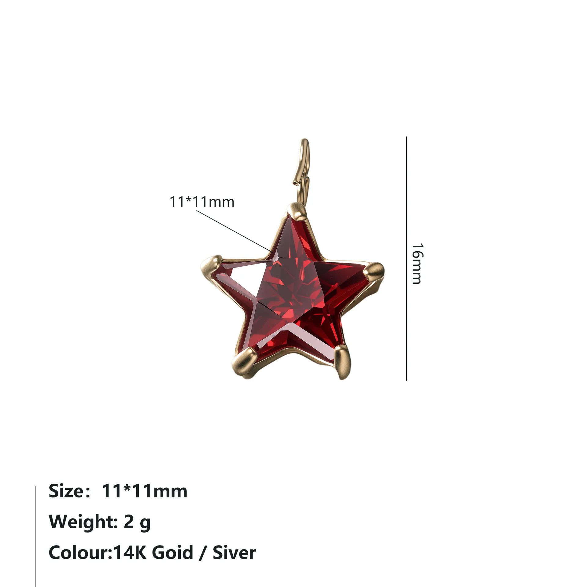 ZHENL Niedlicher Stern-Anhänger, Glänzender Zirkonia-Charm, Geburtsstein-Anhänger aus Edelstahl für Halskette, Armband, Schmuck, DIY-Anhänger – Detail 5