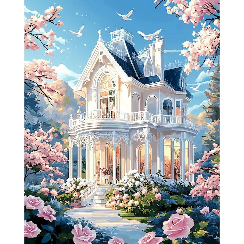 GATYZTORY 数字による絵画町風景描画キャンバス手描きアートギフト DIY