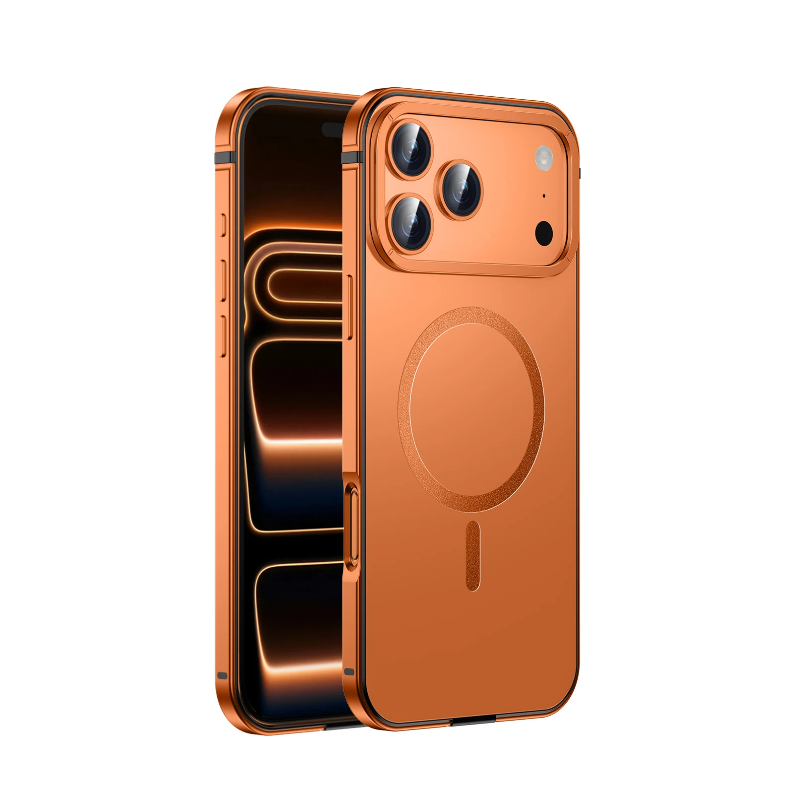 Heavy-Duty MagSafe Compatible Alloy Frame Case with Shockproof Protection & Magnetic Ring