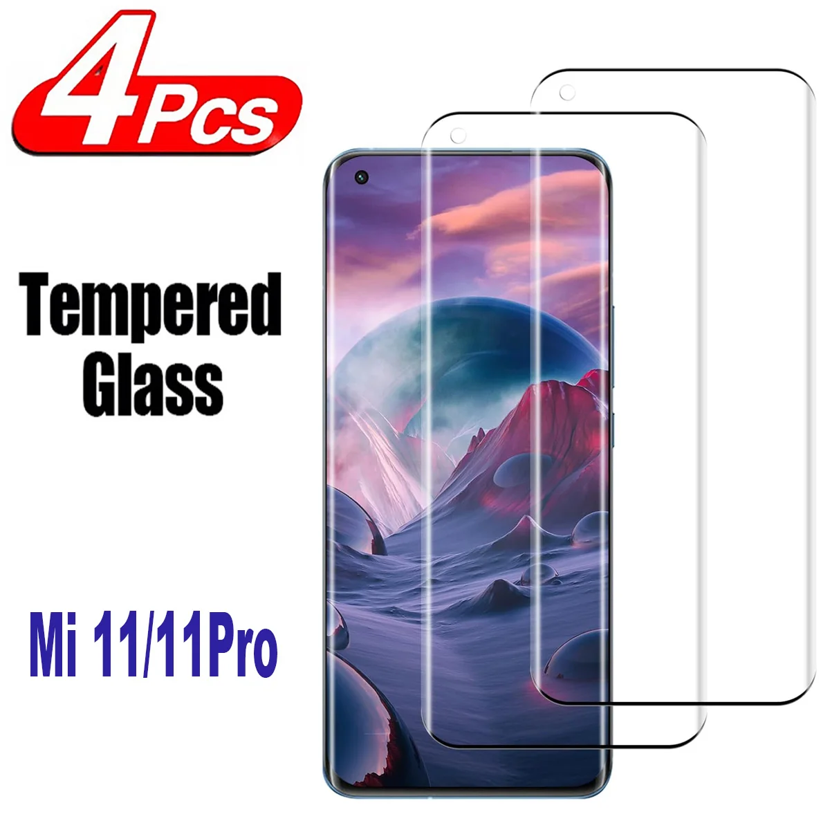 

2/4Pcs Tempered Glass For Xiaomi 11 11Pro Ultra 3D Curved Screen Protector Glass