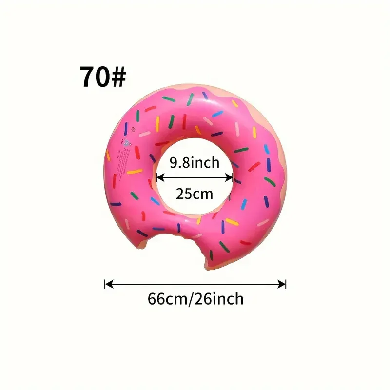 Inflatable Swimming Ring Swimming Pool Floats Inflatable Pool Float Thickened Inflatable Donut Swimming Ring Brown/Pink Printed Floating Ring