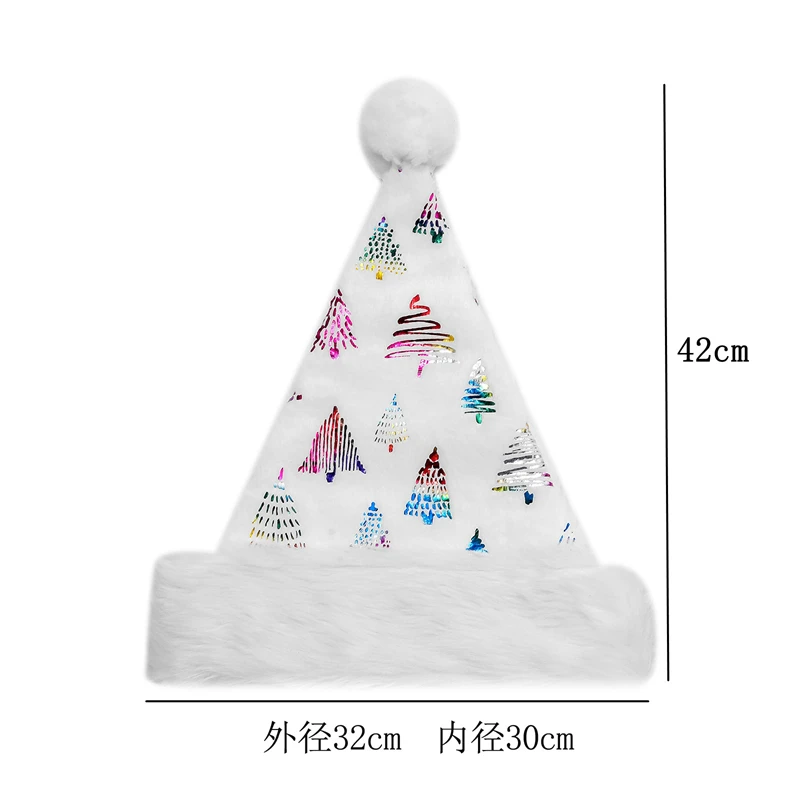 White Colorful Tree Christmas Hat Christmas Gift Santa Claus Cap Xmas Warm Hat Adults Favor Decor For Home