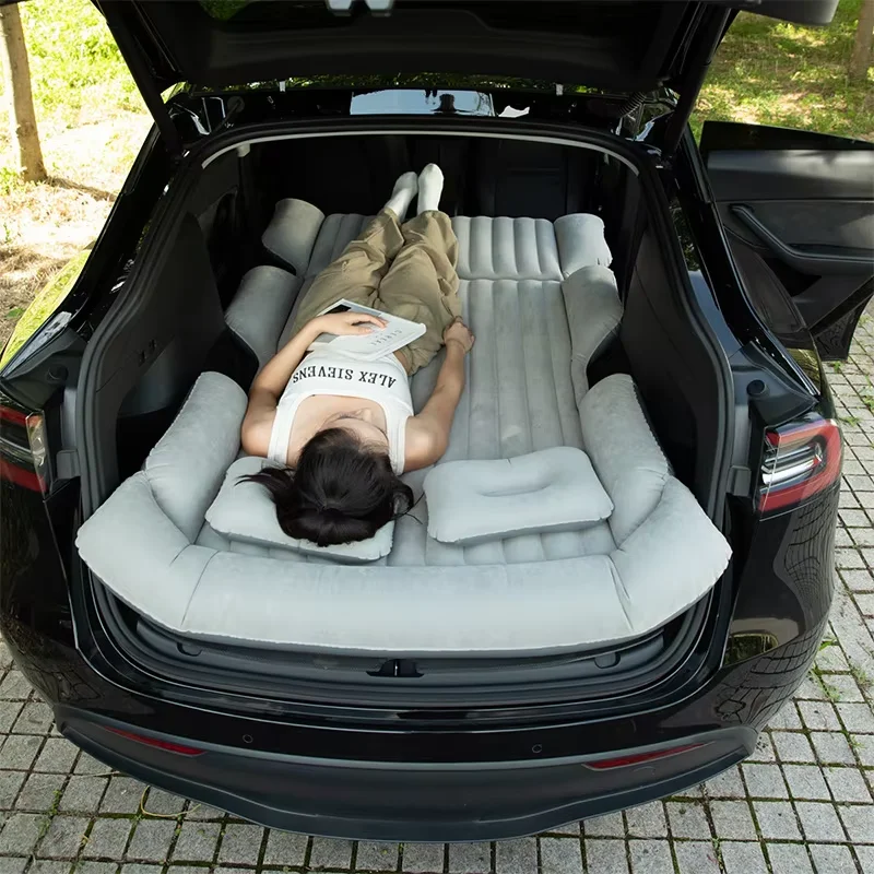 Car Inflatable Mattress Folding Bed Travel Sleeping Airbed High Quality Flocking Material Has Pump Outdoor Camping Accessory 3KG