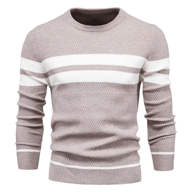 

Men Striped Pullover Sweaters New Male Winter Business Leisure Pullovers Man Spring Autumn O-neck Casual Sweater Pullovers 3XL