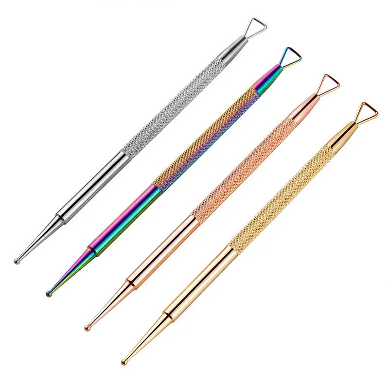 Double-headed Stainless Steel Cuticle Pusher Dotting Pen Nail Remover Planing 1 Piece