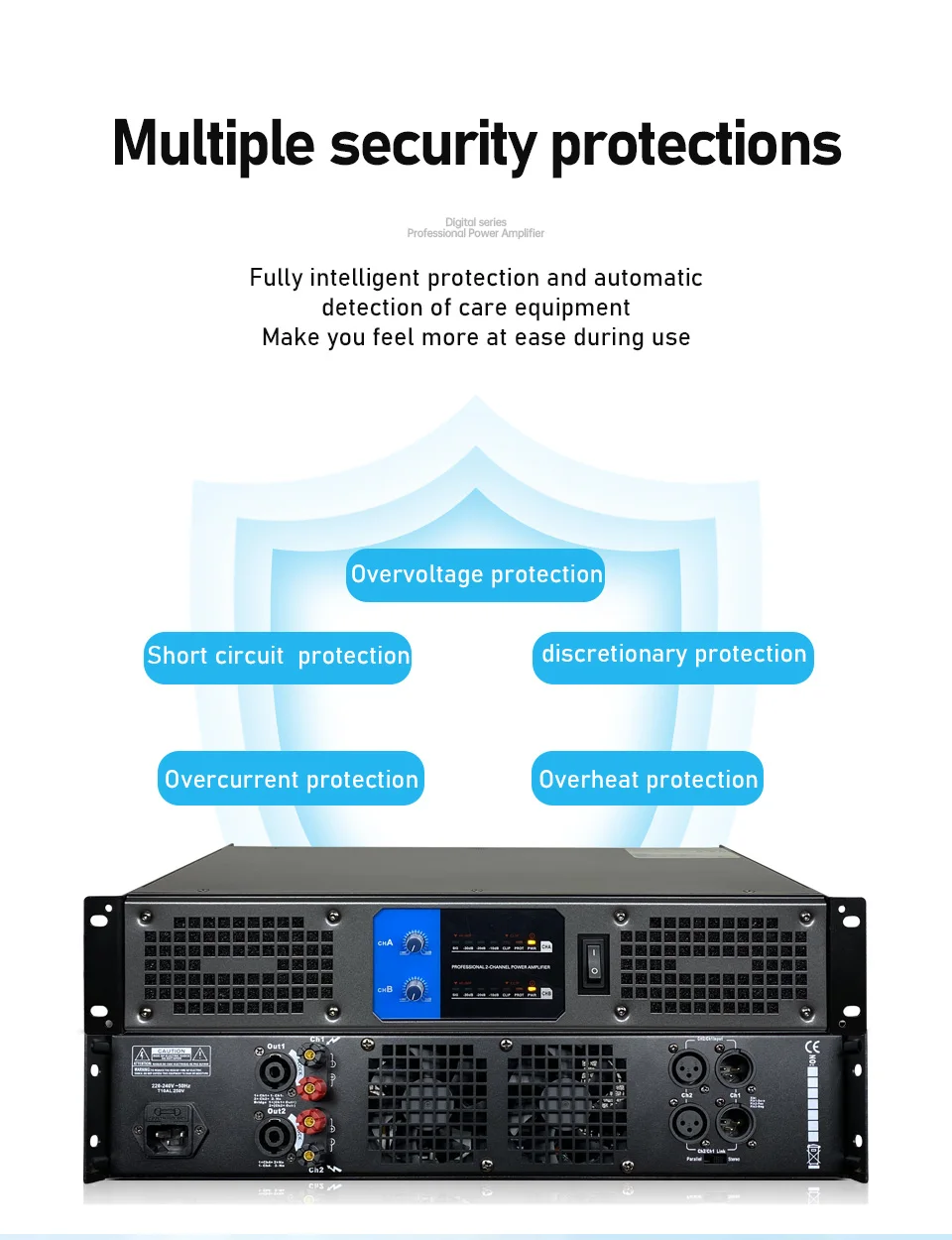 2u Power Amplifier Outdoor Professional Dance Performance Broadcasting