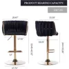 Velvet Swivel Bar Stools Set of 4, Adjustable Counter Height Bar Chairs with Woven Back & Footrest, Luxury Gold Bar Stools 2