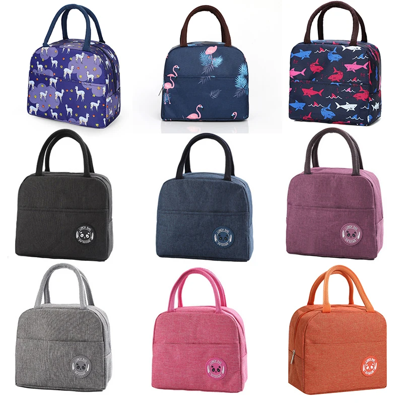 Functional Pattern Cooler Lunch Box Portable Insulated Canvas Lunch Bag Thermal Food Picnic Bags For Women Kids