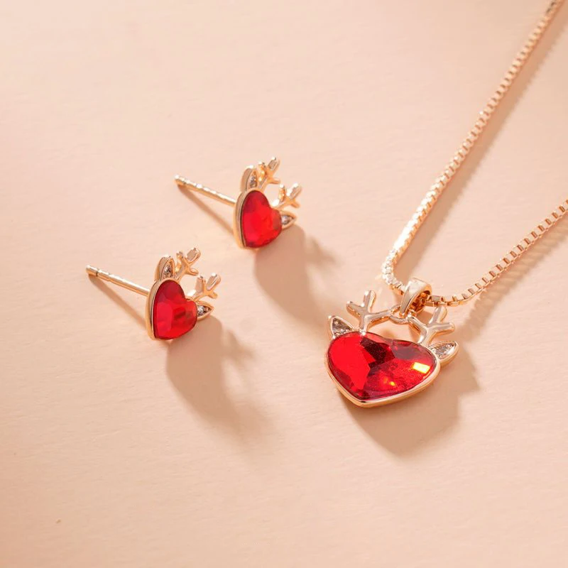 

Серьги и ожерелье женские с сердечками, Ювелирный Комплект из австрийского хрусталя для девушек, хороший подарок на день Святого Валентина