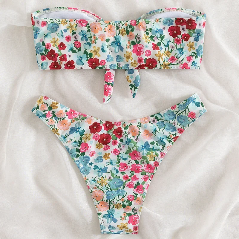 水着・ラッシュガード KnuthMarf flower paint swimwear bikini Roxy HIBISCUS DAZE CROP LYCRA ウィメンズ ラッシュガード