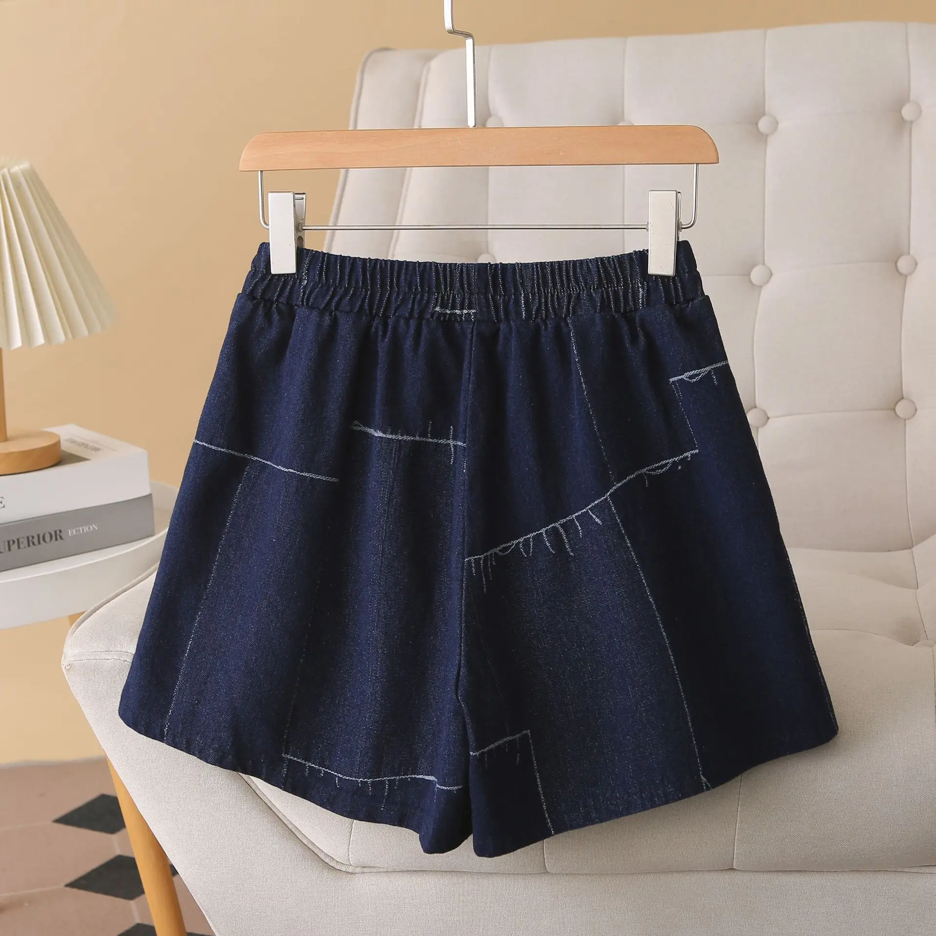 New Summer Wide Leg Jeans Fashion Irregularly Patterned Thin Denim Shorts For Plus Size Women 100KG Hot Pants 1680