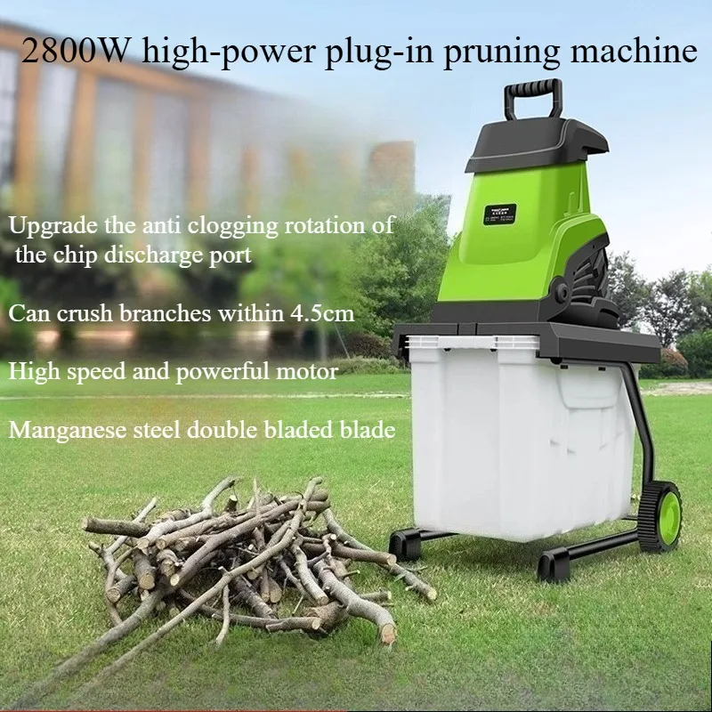2800W Electric Wood Chipper Corded Heavy-Duty Branch Shredder for Home ...