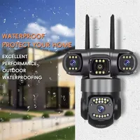Caméra de surveillance extérieure 12MP 6K HD à triple objectif, triple écran, connexion Wi-Fi, vision nocturne, caméra de sécurité domestique étanche 2