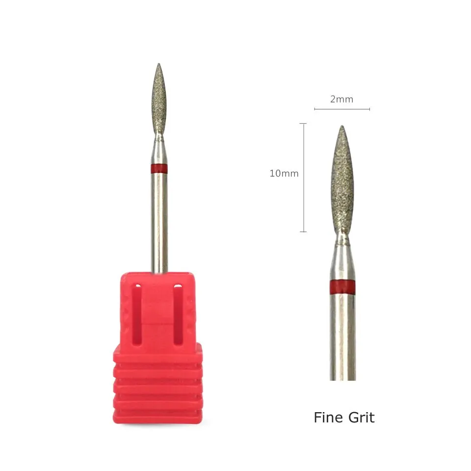 HYTOOS Fine Diamond Nail Drill Bits Flame Shape Russian Mills Cuticle Clean Burr Electric Manicure Drills Nails Accessories 2
