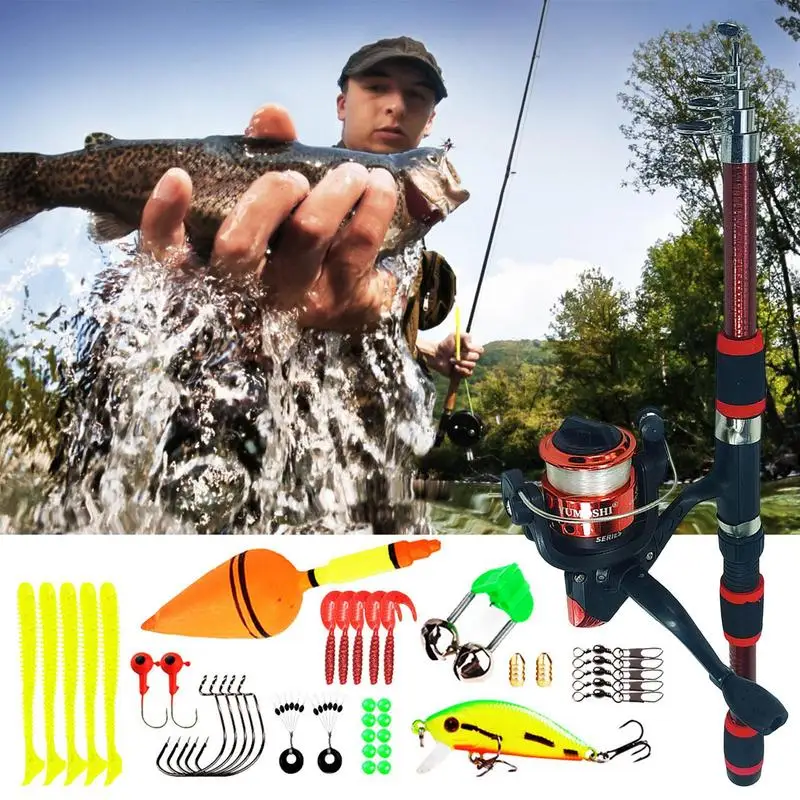 Telescopic Kids Fishing Combo Rod And Reel Portable Fishing Gear Set With  Fishing Line Carry Bag For Beginner Kids Fishing Pole - AliExpress