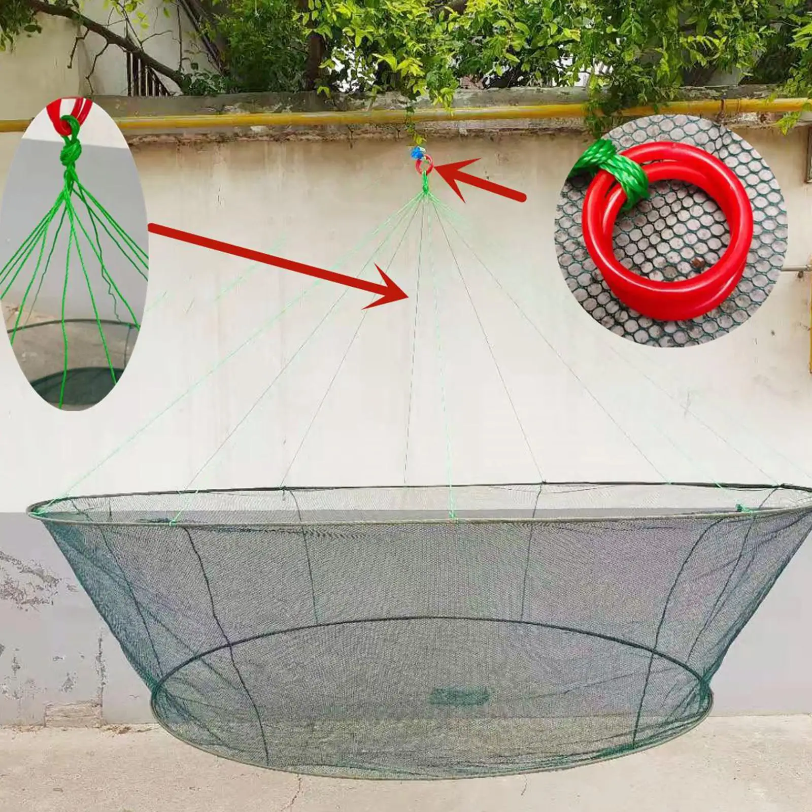 Foldable Drop Net Fishing Landing Prawn Bait Crab Shrimp Pier Harbour Pond Mesh Vertical Shore Use Trap fishing net fishing traps fishing landing net crayfish catcher crab traps