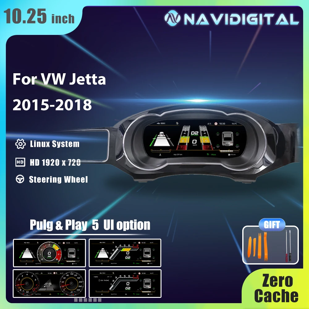 10.25'' Lcd Radio Instrument Paneel Cockpit For VW Jetta years modify Auto Digital Dashboard Cluster
