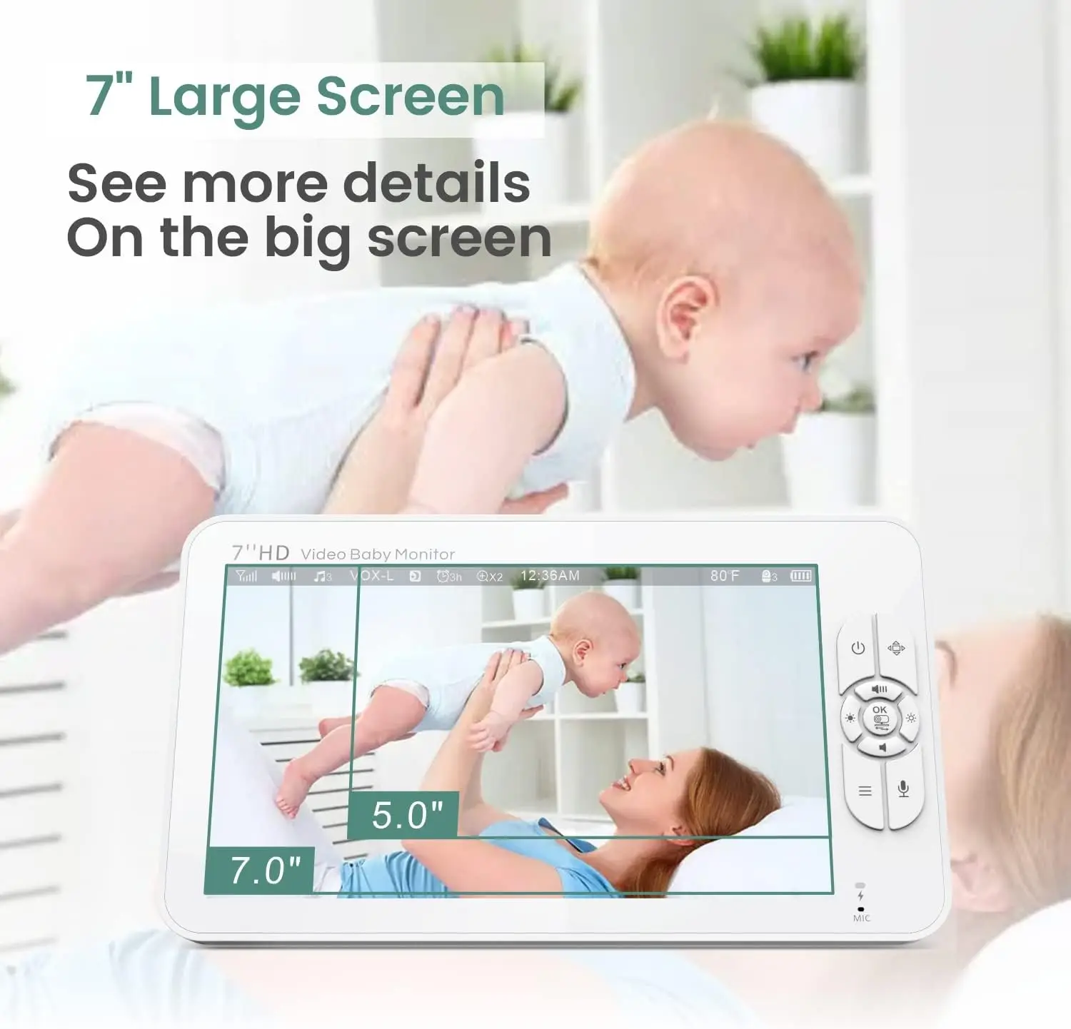 WOUWON Baby Monitor Babyphone Camera Video Baby Camera Bebe Nanny HD 5 Inch  LCD Two Way Talk PTZ Lullabies For New Born