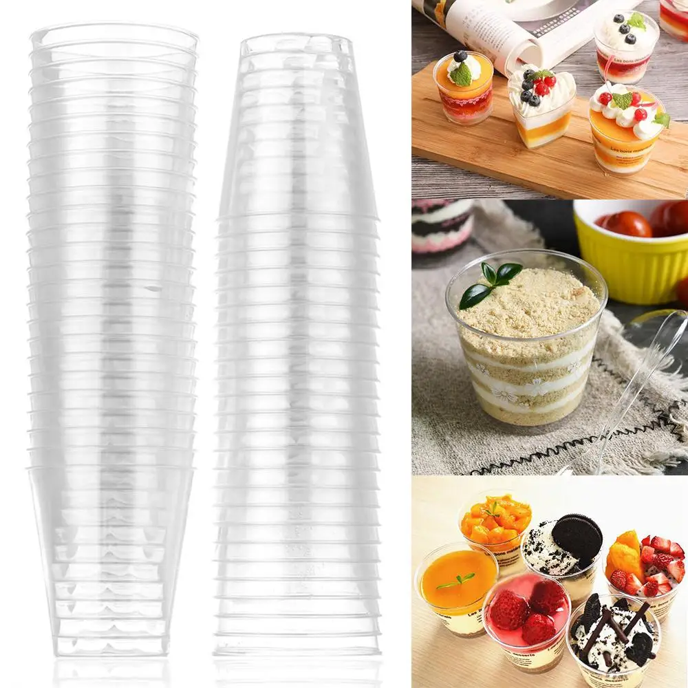 50/60/90ML Disposable Dessert Cup Plastic Dessert Ice Cream Cup 10/30/50pcs Home Festival Wedding Party Supplies plastic cups dessert cups plastic dessert cups