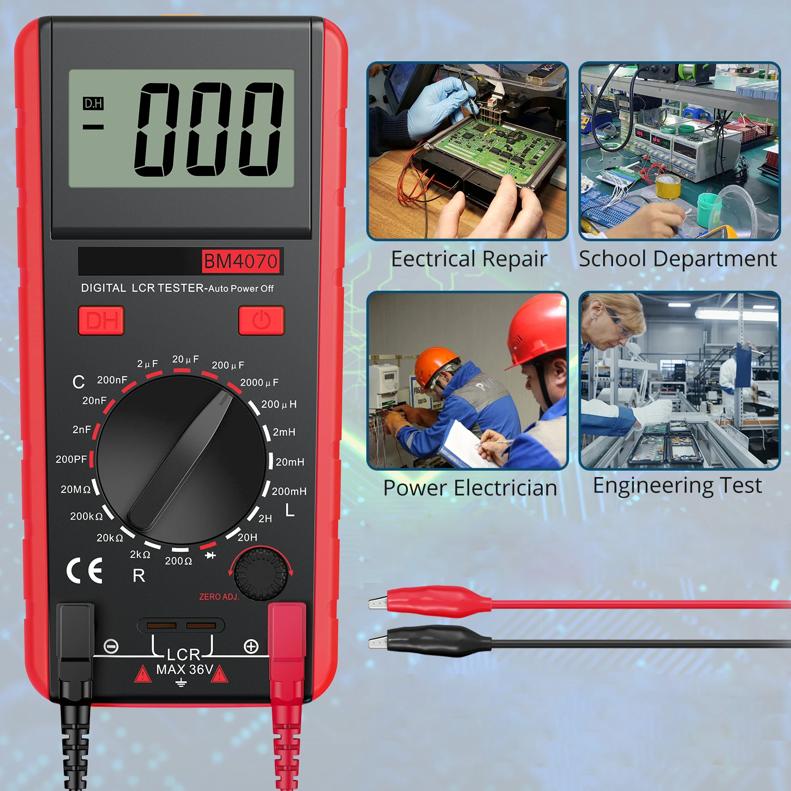 PROSTER LCR Meter LCR Multimeter Tester for Capacitance Resistance  Inductance Measuring Meter with LCD Over-range Display