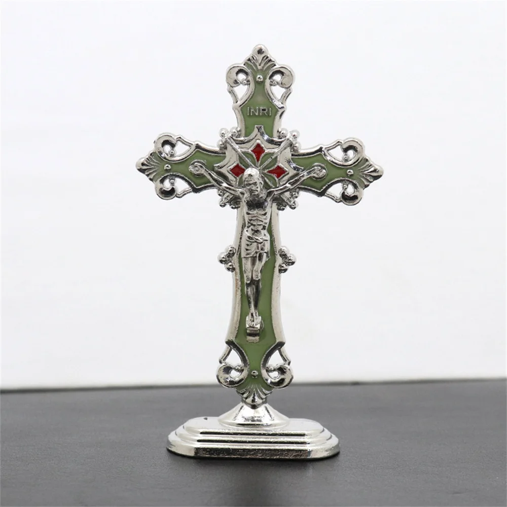 【Exclusive Online Deals】 8 cm Religious Catholic Crucifix Cross Catholic Droped Colors Religious Jesus Cross Icon Metal Statues