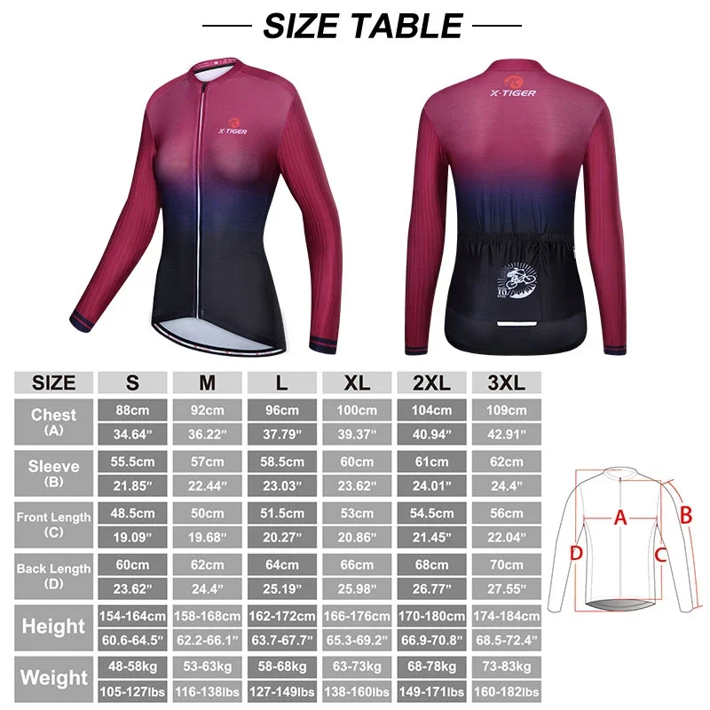 X-Tiger Women's Cycling Jersey Spring Bicycle Long Sleeve Mountain Breathable Uniform Maillot Ciclismo Anti-UV Bike Jerseys