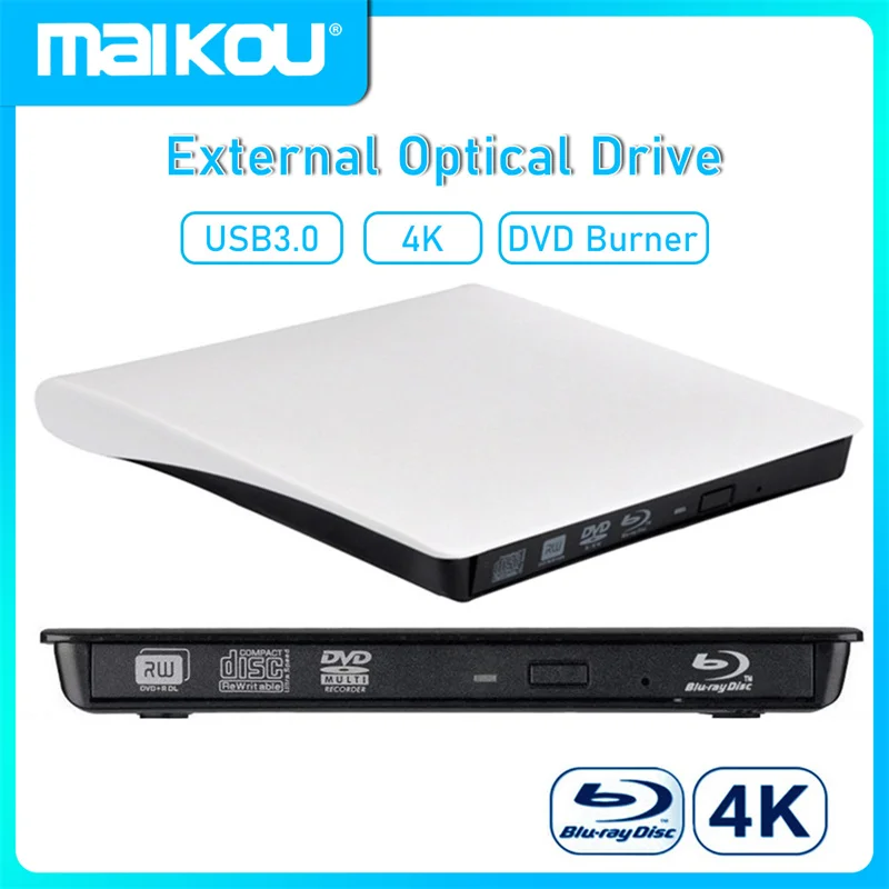 Ultra Slim External Optical Drive 4k Blu-ray Burner Usb3.0 Dvd Players 3d  Blu-ray Writer Reader Cd/dvd Burner - Optical Drives - AliExpress