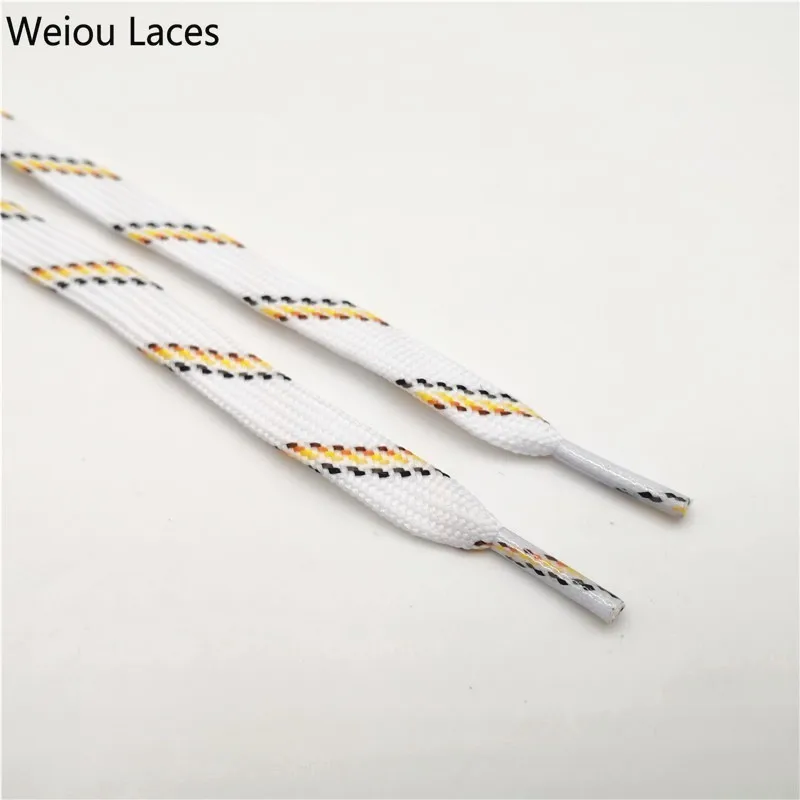(30Pairs/Lot) Weiou 1.1cm Double Layer Flat Colorful Casual Striped Bootlace White Black Canvas Lady Shoelaces Drop Shopping