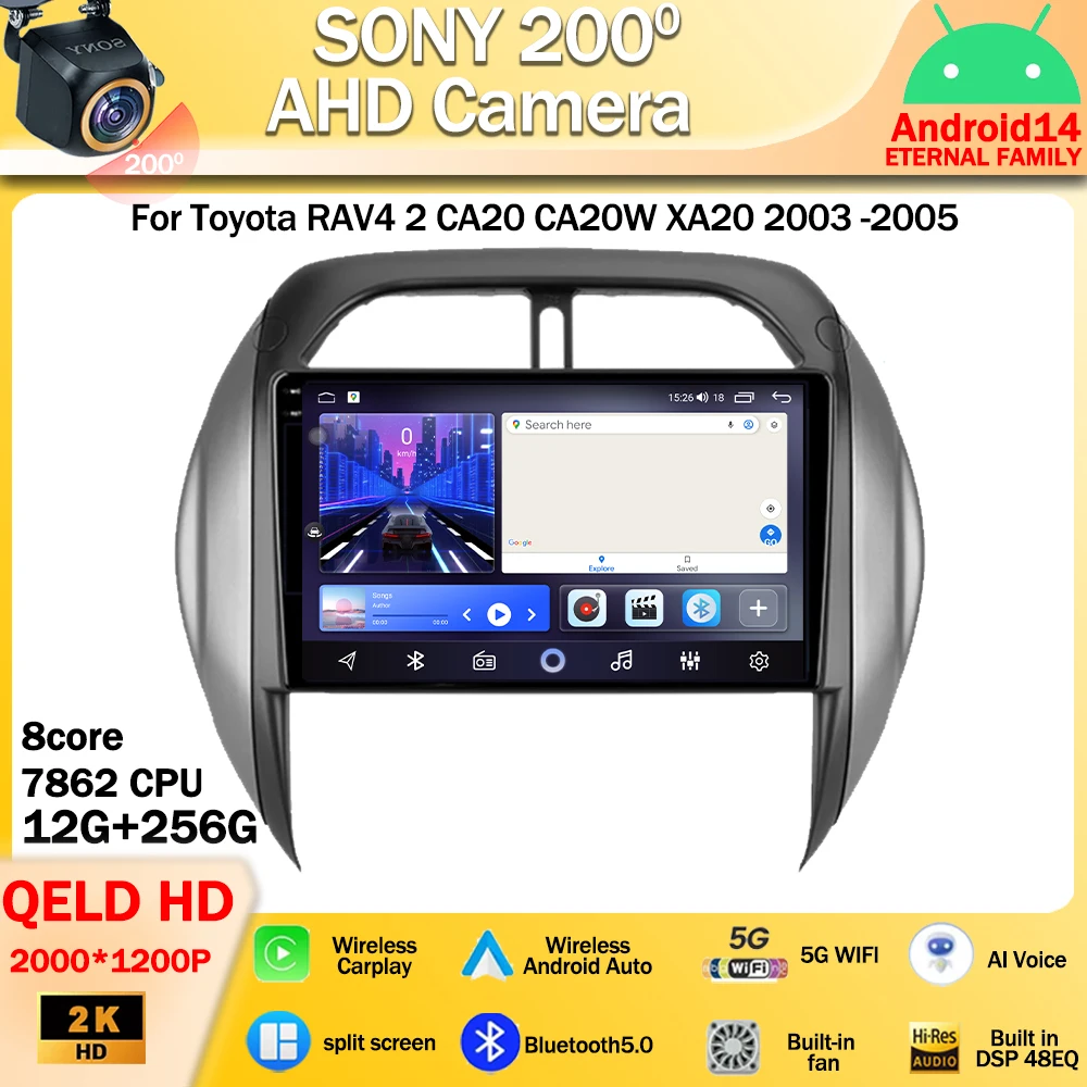 

Android 14 для Toyota RAV4 2 CA20 CA20W XA20 2003 -2005 автомобильное радио GPS-навигация Мультимедиа Стерео беспроводное Carplay No 2din DVD