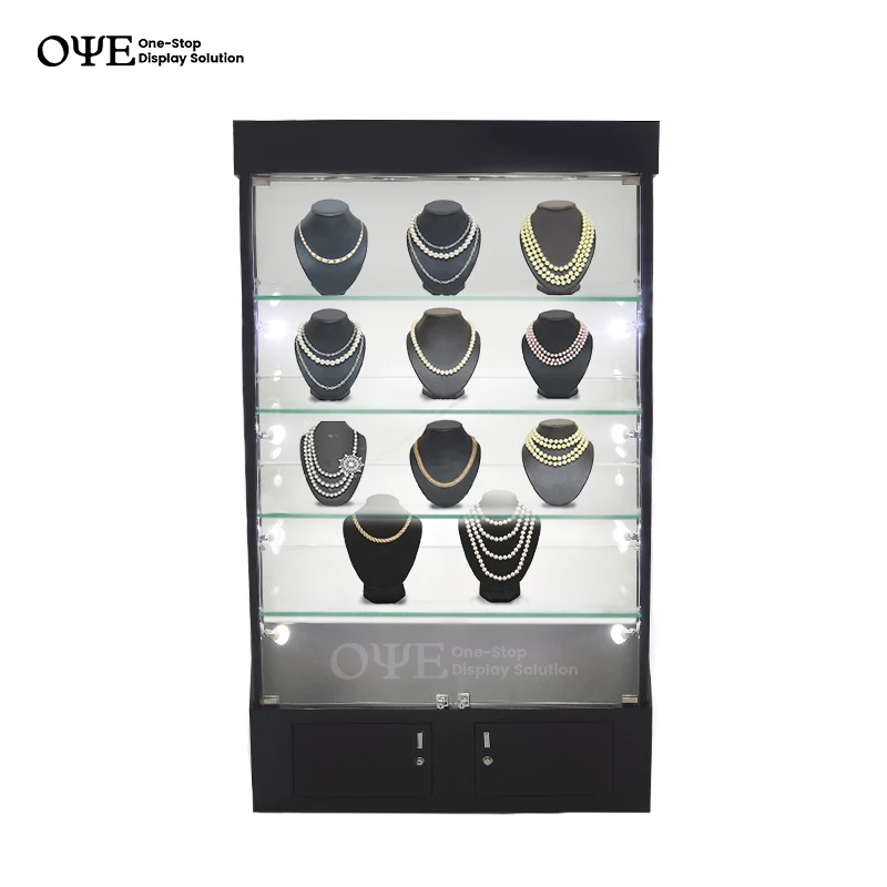 Custom. vitrine 유리 선반 디스플레이, 쇼케이스 유리 디스플레이, LED 조명