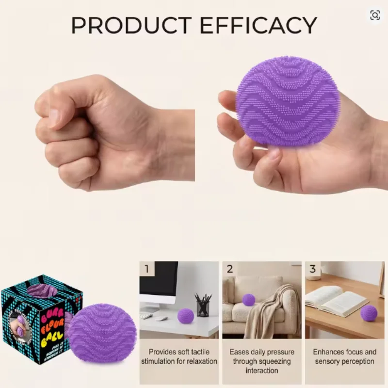 Nee Doh Wonder Waves Fuzz Textured Sensory Squeeze Stress Relief Fidget Ball Anti Anxiety Decompression Toy For Adults_voghion.com