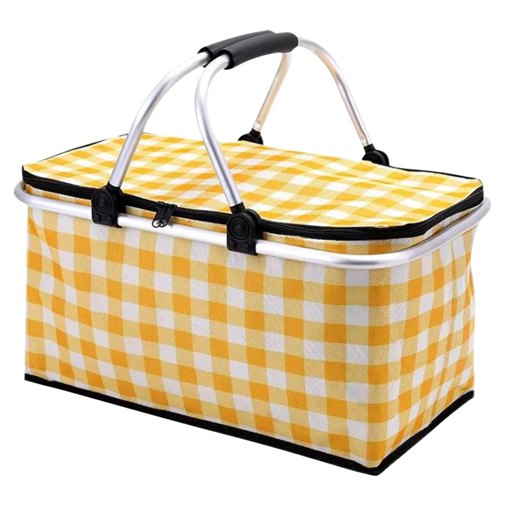 30L Camping Picnic Basket Waterproof Foil Folding Thermal Insulated Bag Lunch Box Basket Food Carrier for Camping Picnic Travel