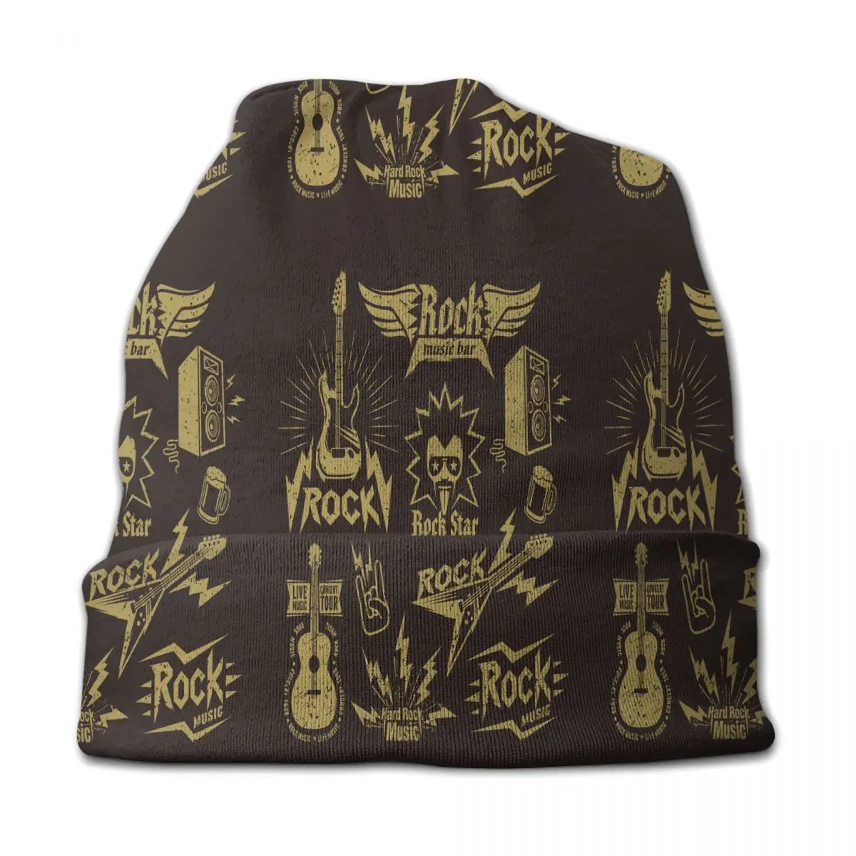 

Rock N Roll Punk Rock Music Bonnet Hats Autumn Winter Ski Skullies Beanies Hat Unisex Knitting Hats Spring Dual-use Cap