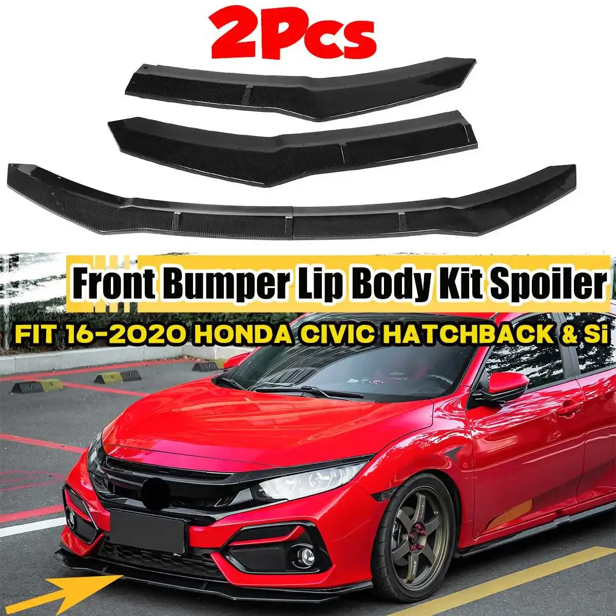 

2 шт., автомобильный передний бампер для Honda Civic Hatchback, 2016-2020
