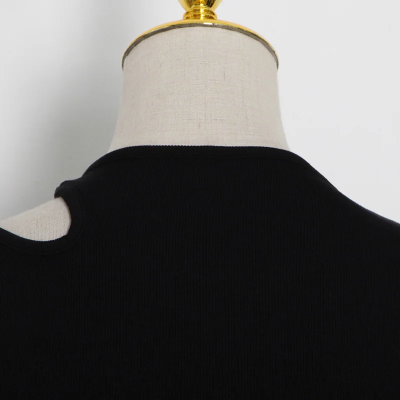 Casual y2k White Cut Out Women's T Shirt Round Neck Sleeveless Slim T Shirts Female Clothing 2022 Summer Fashion crop top women