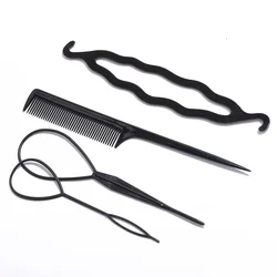 Set of Stylish Hair Accessories: Trendy Scrunchies & Braiding Tools for Effortless Hairstyles (4pcs - 11)