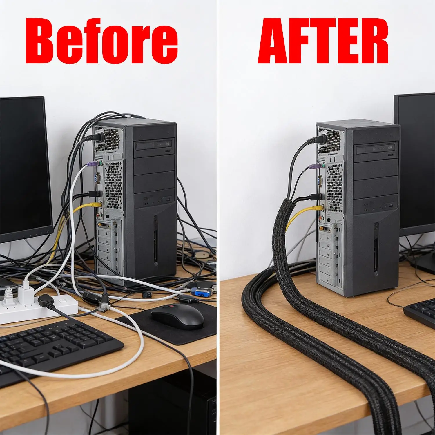 범용 유연 절연 편조 케이블 슬리브 정리기 소프트 파이프 스크래치 방지 네트워크 와이어 코드 랩 보호 커버