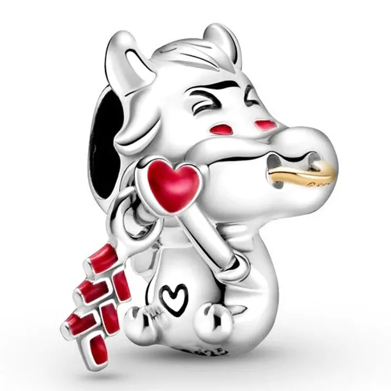 

Original Moments Chinese New Year Cute Ox Beads Charm Fit Pandora Women 925 Sterling Silver Bracelet Bangle Jewelry
