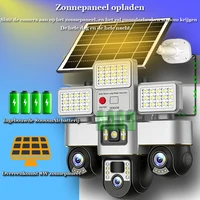 Caméras solaires 4G 2-en-1 avec panneau solaire 15W, batterie 16000mAh, éclairage public LED temporisé, surveillance IP, moniteur extérieur, maison intelligente, 3 objectifs, protection de sécurité, caméra de surveillance solaire 4G CCTV 7
