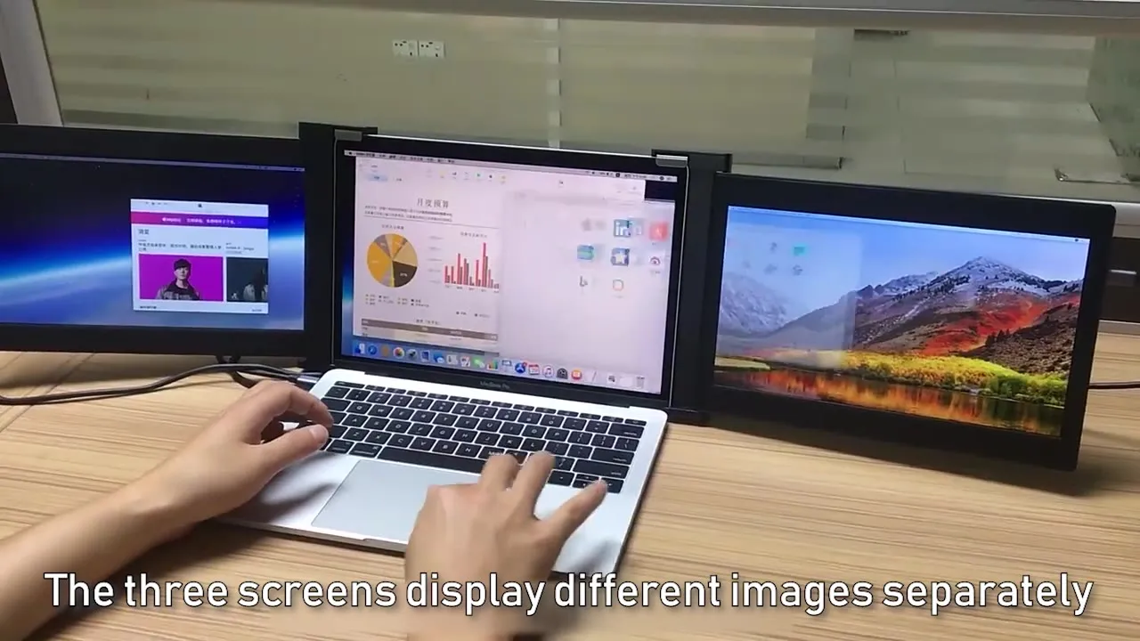 15 inch Portable Triple-screen Monitor Laptop Expansion Screen