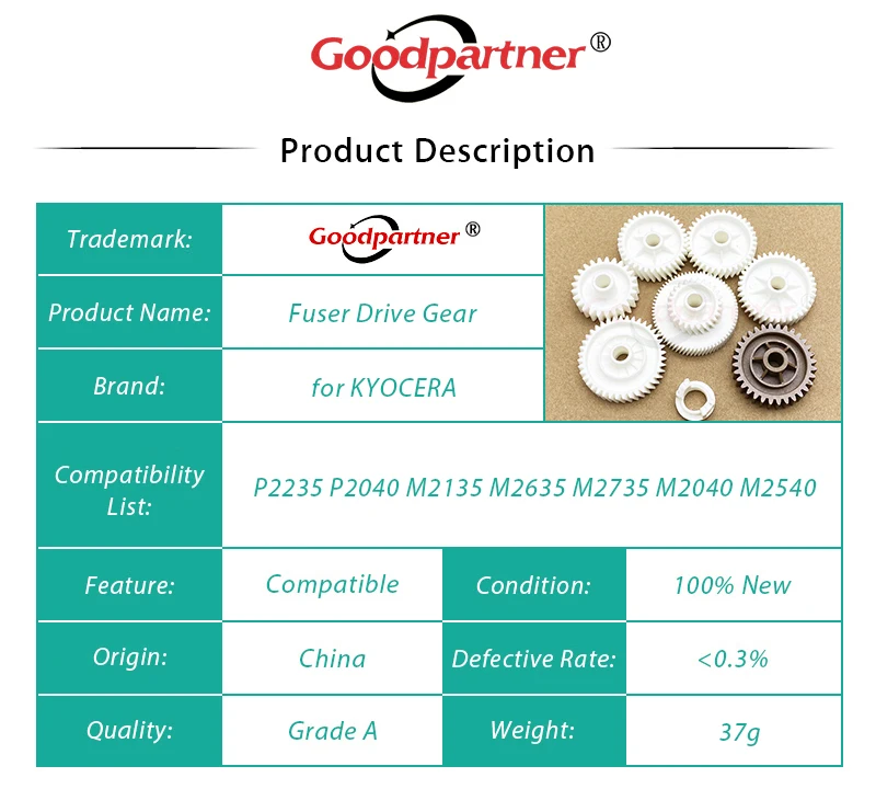 Engrenagem da Movimentação do Fusor para Kyocera P2235 P2040 M2135 M2635 M2735 M2835 M2040 M2540 M2640 1x 302rv94020 2rv94020 Fk1150 - Imagem 5
