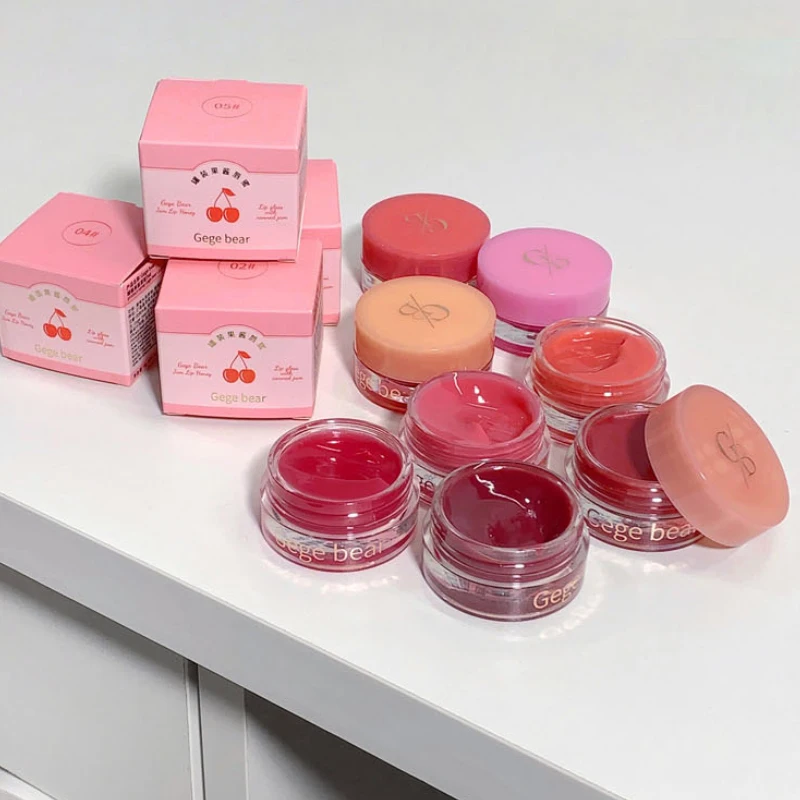 Lip makeup Gege Bear jarred jam lip gloss hydrating water-gloss finish plumping effect long-wearing and non-transfer formula