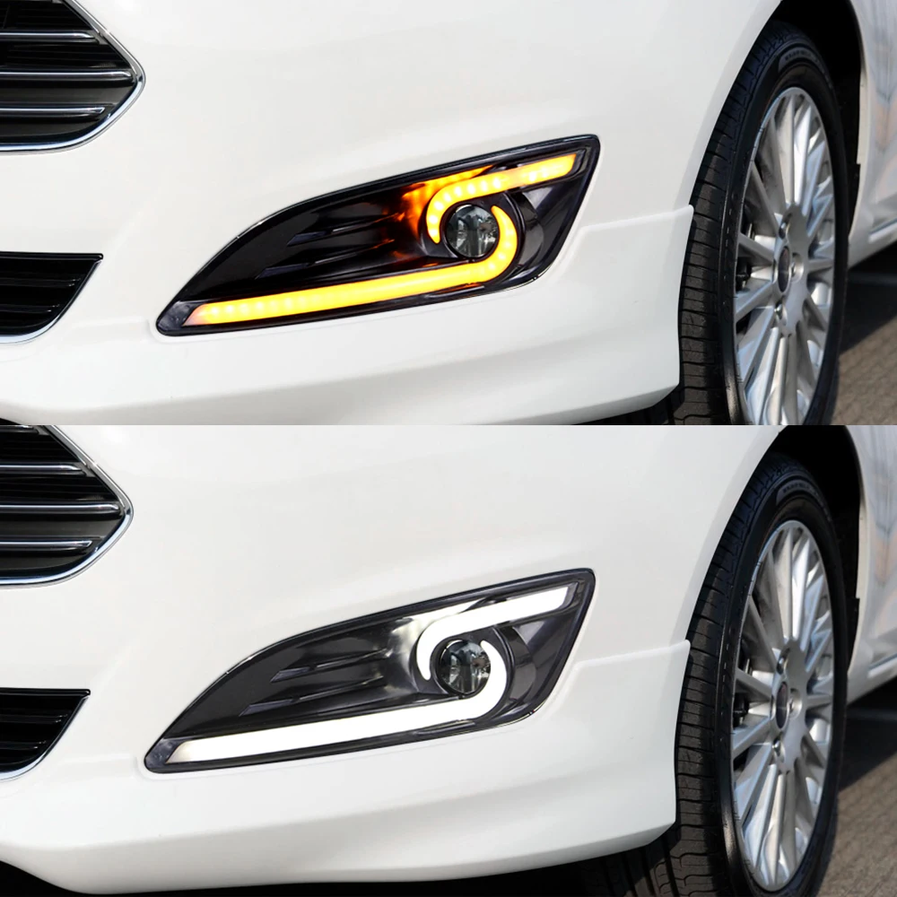 Auto Lampeggiante 2 pezzi Per ford fiesta 2013 2014 2015 2016 LED DRL Luce di marcia diurna Luce diurna Segnale impermeabile Luce per lo styling - Image 5