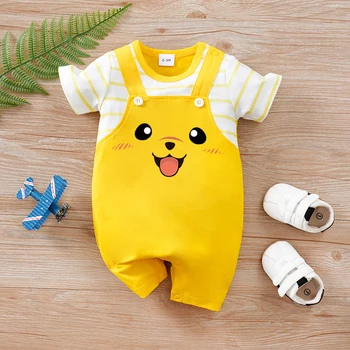 Newborn Baby Clothes Animal-YellowDogPrint Fashion Infant Jumpsuit Toddler Short Sleeve One-piece Pajamas Bodysuit Summer Romper 1
