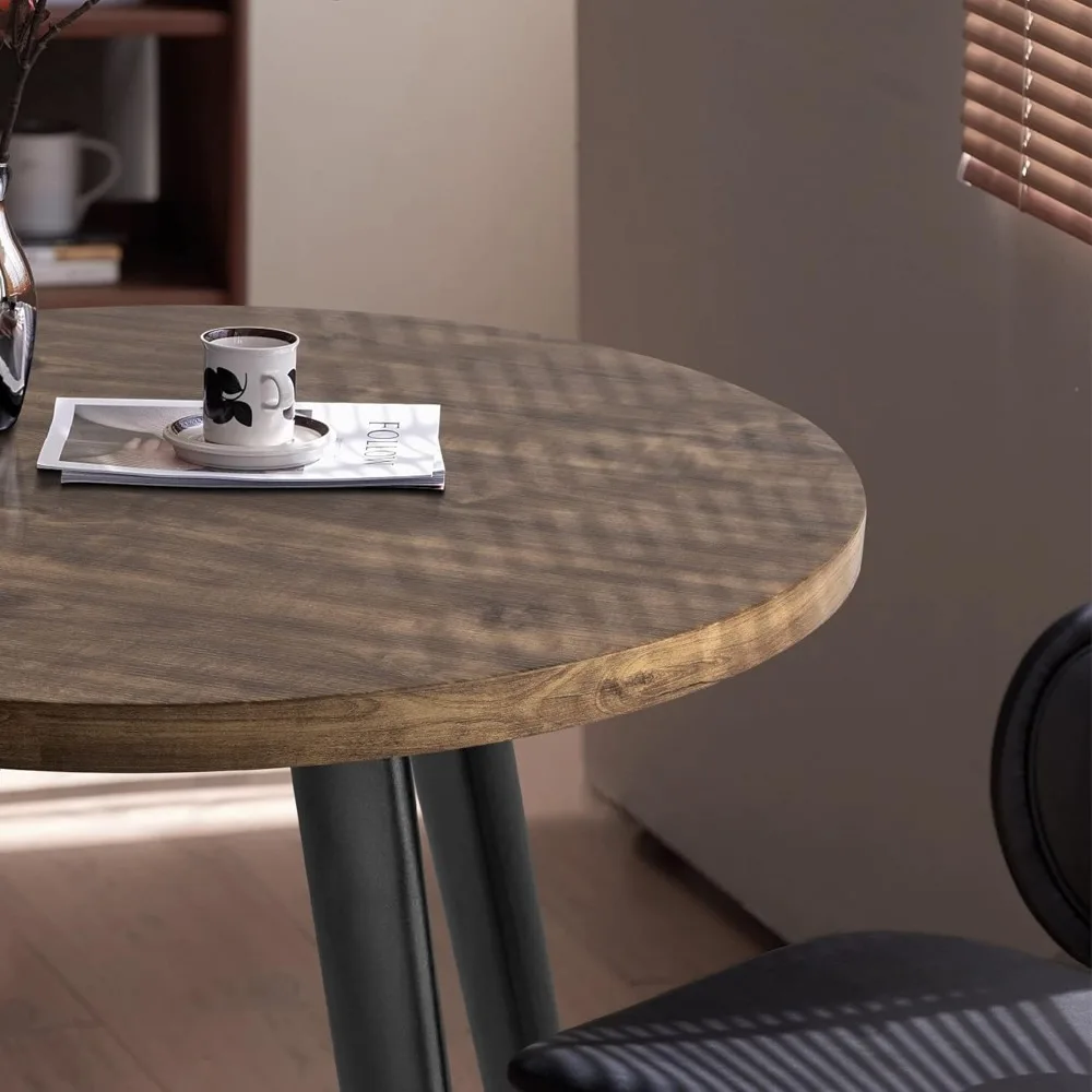 Round Dining Table, Small Dining Table for 2, 31.5" Round Table, Mid-Century Modern Kitchen Table with 1.4" Thickness Wood Grain 4