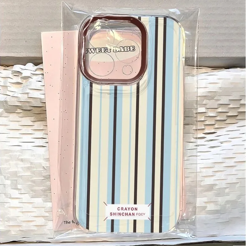 Elegant Pink and Blue Striped Minimalist Phone Case - Clear Soft Cover