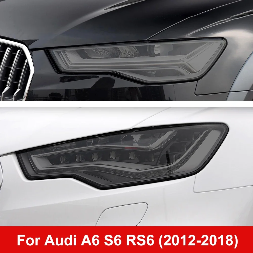 

2Pcs Car Headlight Protective Film Headlamp Restoration Transparent Black TPU Sticker For Audi A6 C7 4G S6 RS6 2012-2018