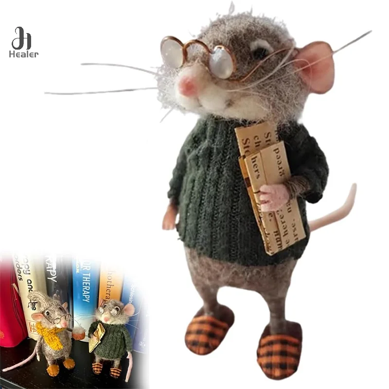 Cute Needle Felted Mouse Kit Handmade Needle Felt Mice Winter Christmas Felted Mouses Christmas Wool Felt