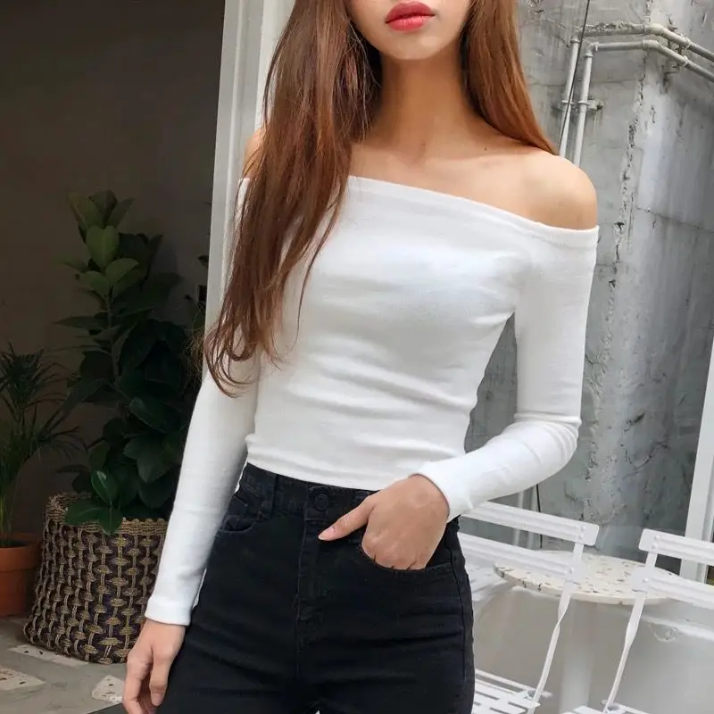

Spring Fashion One Word Collar Soft Cotton Sexy Vintage Women Latin Dance Wear Modern Dance Latin Practice Long Sleeve Dance Top
