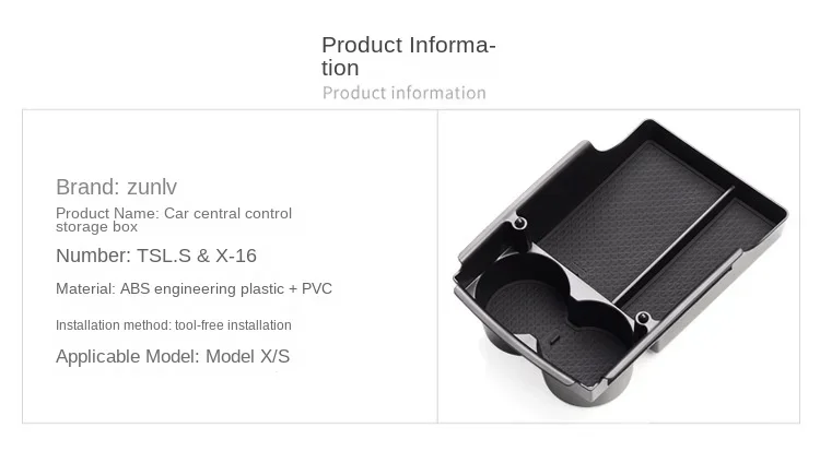 Für Tesla Modell X Modell S Auto Center Konsole Armlehne Lagerung Box Fach Organizer Anti-Slip Matten Lagerung Aufräumen auto Lagerung Box – Detail 10